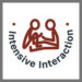 Logo 2 Menschen aus Linien in rot mit rundem Schriftzug Intensive Interaction in dunkelblau
