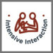 intensive interaction Logo 2 Menschen aus Linien in rot mit rundem Schriftzug Intensive Interaction in dunkelblau